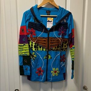 Rising International Multicolor Patchwork Hoodie